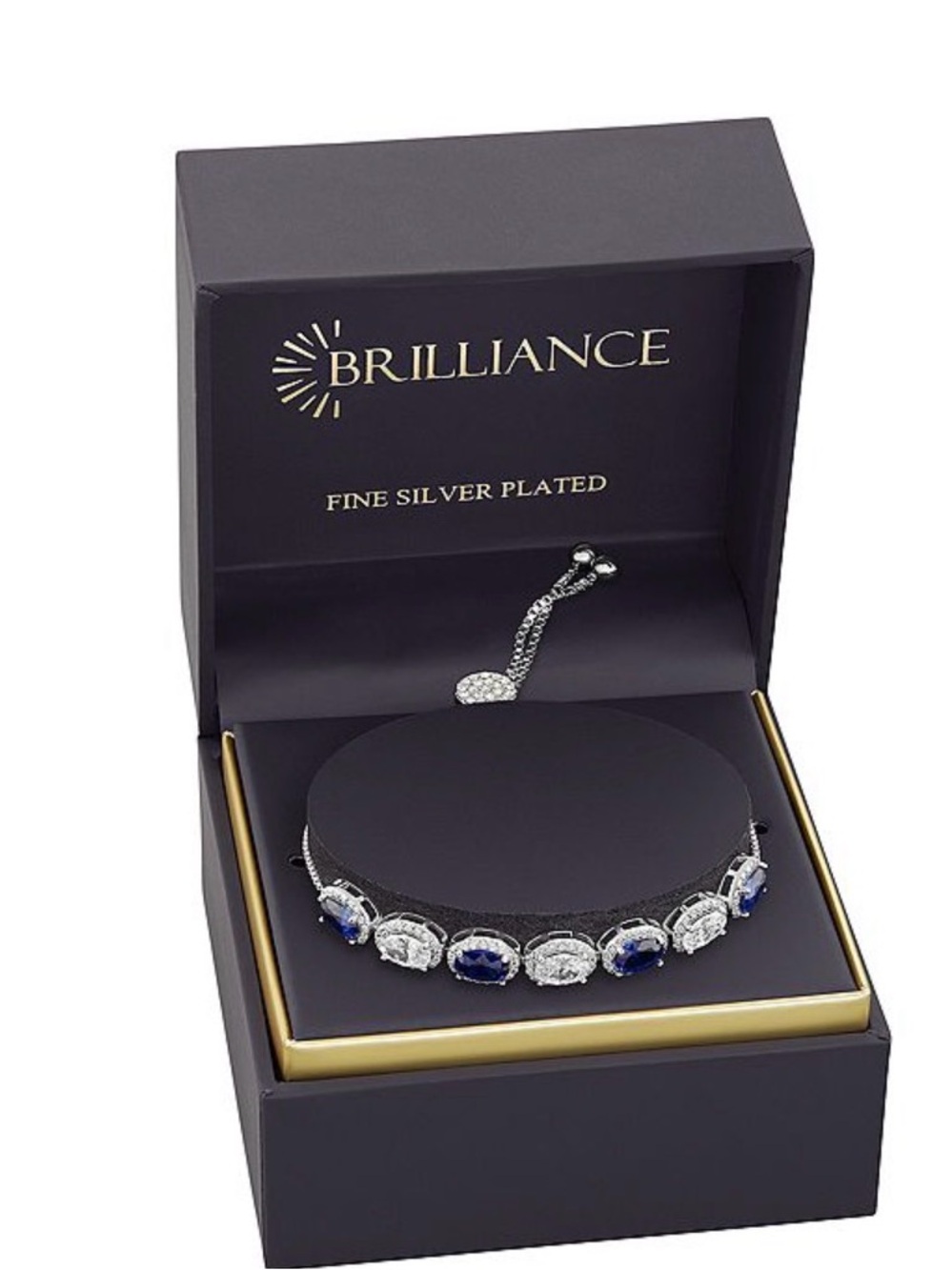 Silver-Plated Blue and White Tennis Bracelet